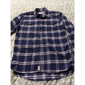 Jachs Flannel Shirt Mens LT Button Up Blue Heavyweight Extra Large 100% Cotton